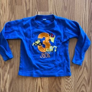 Jack Blue Tee with Orange Number and Vehicle Design